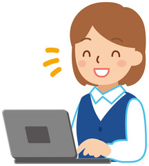 ノートパソコンを操作する女性