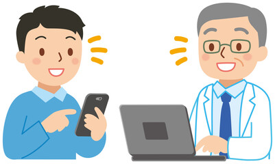 スマホでリモート診療　元気そうな男性