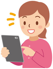 タブレット操作をする女性