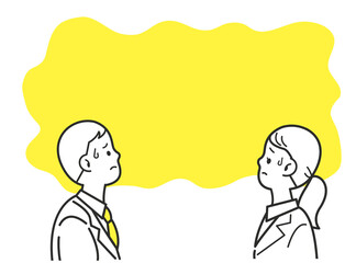 悩みを抱える男女セット コピースペース 色変更可能