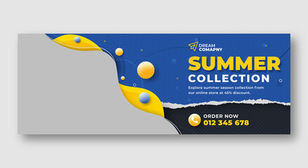 Summer sale web banner facebook cover template - obrazy, fototapety, plakaty