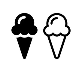 Ice cream in waffle cones isolated icon.