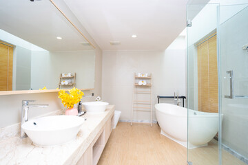 white bathtub in luxury bathroom