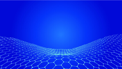 Dot-line links hexagonal honeycomb wave-like undulations with a techno sense of background