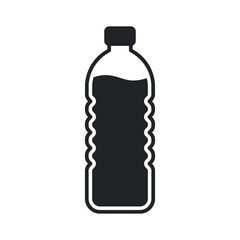 Bottle glyph icon. Simple solid style. Water, container, plastic, drink, cola, cold, beverage, concept, design element. Vector illustration isolated on white background. EPS 10.