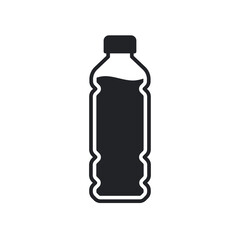 Bottle glyph icon. Simple solid style. Water, container, plastic, drink, cola, cold, beverage, concept, design element. Vector illustration isolated on white background. EPS 10.