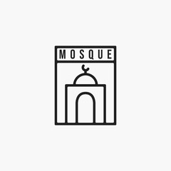 Mosque line art minimalist badge logo vector illustration design. simple mosque logo concept
