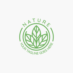 Nature line art icon symbol logo vector illustration design. simple leaf logo concept