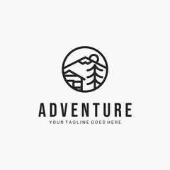 Adventure line art minimalist logo vector illustration design