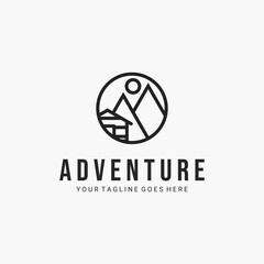 Adventure line art minimalist logo vector illustration design