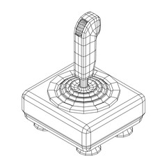 Joystick with buttons. Retro video game controller gamepad. Wireframe low poly mesh vector illustration