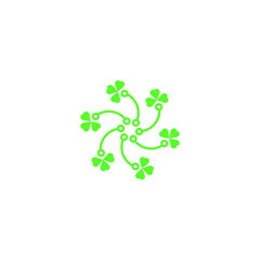 Abstract graphic illustration of six clover flowers