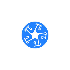 Abstract graphic illustration of five Pi symbols in the star form