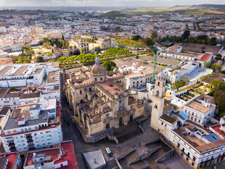 Aerial view of city Jerez de la Frontera. Spain. High quality photo - obrazy, fototapety, plakaty