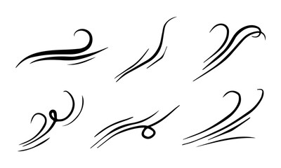 Fototapeta premium hand drawn set wind doodle blow, gust design isolated on white background. vector illustration