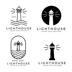 light house logo set or bundle vector illustration design