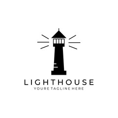 light house logo vintage vector illustration design