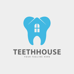 Creative teeth house clinic logo design