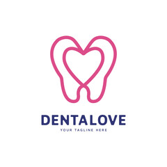 Dental care icon with line art style logo design