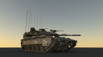 ISRAEL Merkava Tank 3d illustration rendering Image イスラエル メルカバ戦車