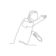 Fototapeta premium A male table tennis player serve the ball - continuous one line drawing