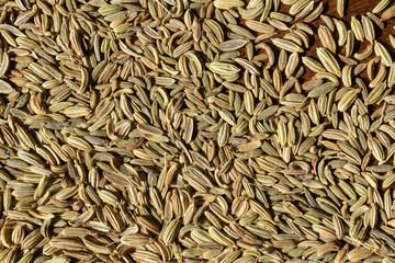 A close-up view of dried fennel seeds.