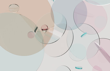 Minimal 3d Abstract Glass Circle Wallpaper in Soft Muted Color Palette