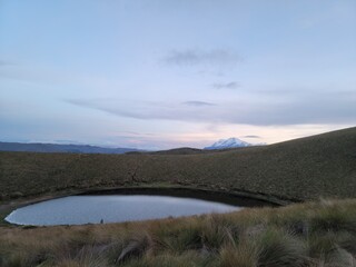 Cubilche and Cayambe volcano sunset