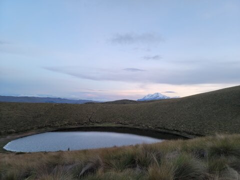 Cubilche And Cayambe Volcano Sunset