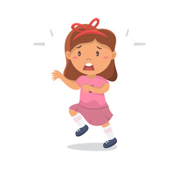 Cute Girl scared, Premium Vector. Little Girl scared gesture