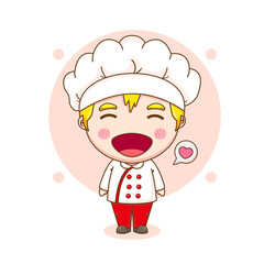 Cartoon illustration of cute chef boy character