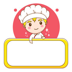 Cartoon illustration of cute chef boy character