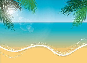 美しい浜辺のイラスト 透明で透き通った海と砂浜 Beach Poster Bea Pomme