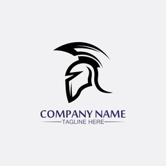 Spartan helmet, gladiator logo template vector icon design, head icon of warriors, soldier