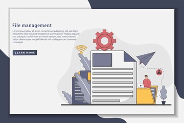 Illustration File management landing page concept. Concept of file management system. Modern flat style design vector illustration.