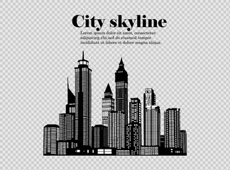 Fototapeta premium The silhouette of the city in a flat style. Modern urban landscape.vector illustration
