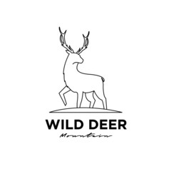 Vintage Vector Illustration vector deer line logo premium black template icon design isolated background