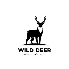 Vintage Vector Illustration vector deer logo premium black template icon design isolated background