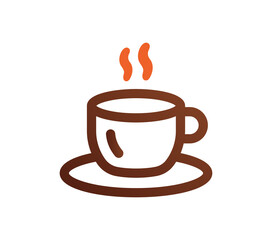 Coffee cup icon in brow line vector illustration.