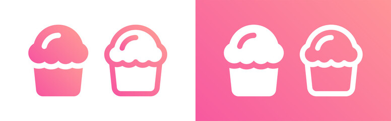 Pink cupcake icon vector illustration.