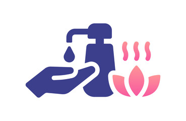 Apply body lotion or moisturiser into the palm of your hand. Skincare vector illustration