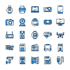 Set of Device and gadget icons with outline color style.