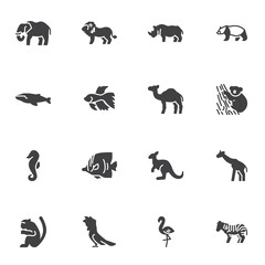 Fototapeta premium Wild animal vector icons set