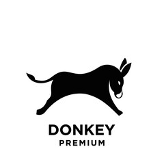 simple black Donkey vector logo icon template character illustration design isolated background