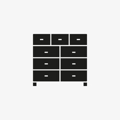 Chest of drawers icon. Room furniture, interior design symbol.