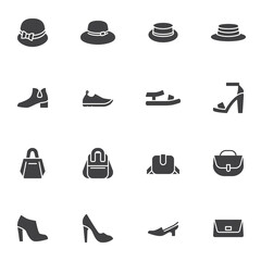 Women accessory vector icons set