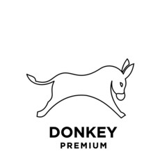 simple black line Donkey vector logo icon template character illustration design isolated background