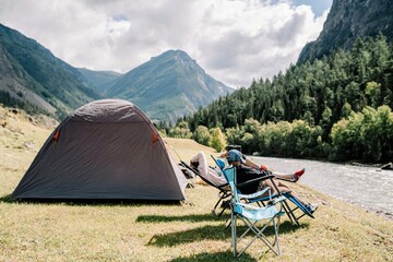 camping in the mountains