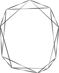 Geometric polygonal black linear frame. Set cristal shapes. Vector illustration for design greeting cards.