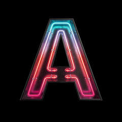 Neon Light Alphabet A with clipping path.
